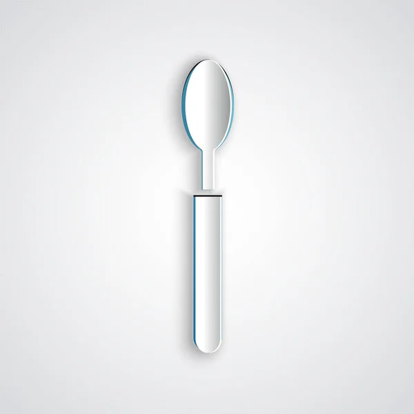 Paper Cut Spoon Icon Isolated Grey Background Cooking Utensil Cutlery — Stock Vector