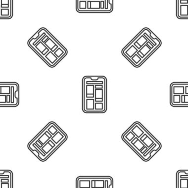 Gri Hat Online, beyaz arka planda izole edilmiş cep telefonu simgesinden alışveriş yapıyor. İnternet dükkanı, mobil mağaza uygulaması ve faturalar. Vektör İllüstrasyonu.