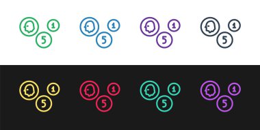 Siyah ve beyaz arkaplanda bozuk para simgesi belirle. Bankacılık işareti. Para sembolü. Vektör İllüstrasyonu.