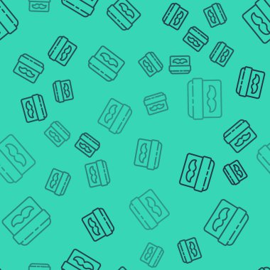 Siyah çizgi krem ya da losyon kozmetik kavanozu ikonu yeşil arka planda izole edilmiş pürüzsüz desen. Erkekler için vücut bakım ürünleri. Vektör İllüstrasyonu.