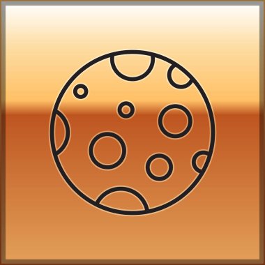 Altın arkaplanda siyah çizgi ay simgesi izole edildi. Vektör İllüstrasyonu.