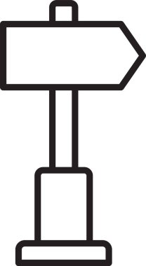 Siyah çizgi trafik levhası. Beyaz arkaplanda sinyal simgesi izole edildi. İşaretçi sembolü. Sokak bilgi tabelası. Yön tabelası. Vektör İllüstrasyonu.