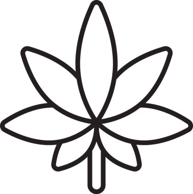 Siyah çizgi tıbbi marihuana ya da kenevir yaprağı ikonu beyaz arka planda izole edilmiş. Kenevir sembolü. Vektör İllüstrasyonu.