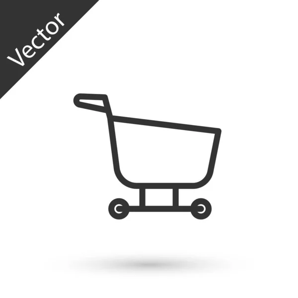 Grey Line Shopping Cart Icon Isolated White Background Food Store — Stock Vector
