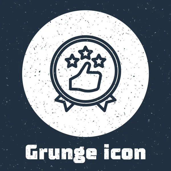 Grunge Lijn Consument Klant Product Rating Pictogram Geïsoleerd Grijze Achtergrond — Stockvector