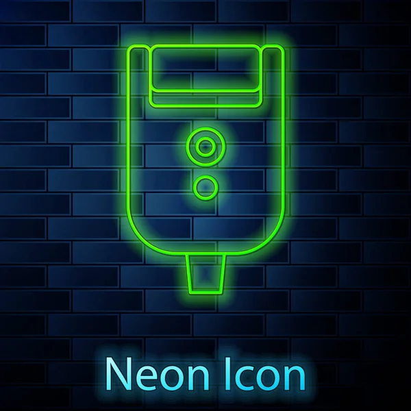 Gloeiende Neon Lijn Elektrische Scheermes Voor Mannen Pictogram Geïsoleerd Baksteen — Stockvector