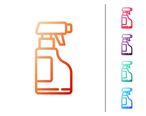 Línea Roja Botella Limpieza Con Detergente Icono Líquido Aislado Sobre — Archivo Imágenes Vectoriales