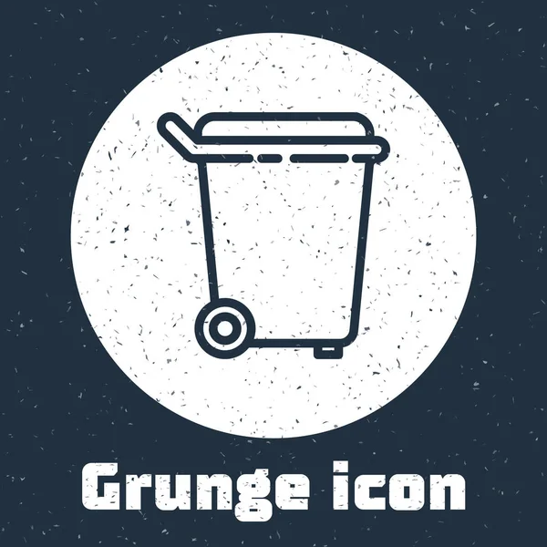 Grunge Γραμμή Trash Μπορεί Εικονίδιο Απομονωμένο Γκρι Φόντο Σήμα Σκουπιδοτενεκέ — Διανυσματικό Αρχείο