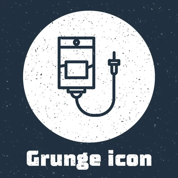 Icono Bolsa Grunge Line Aislado Sobre Fondo Gris Bolsa Sangre — Vector de stock