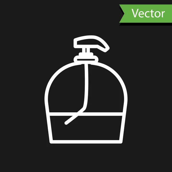 White Line Bottle Liquid Antibacterial Soap Dispenser Icon Isolated Black — Stock Vector