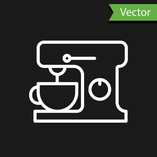 Weiße Linie Elektrisches Mischpult Auf Schwarzem Hintergrund Isoliert Küchenmixer Vektorillustration — Stockvektor