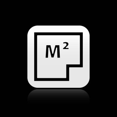 Kara Ev planı simgesi siyah arkaplanda izole edildi. Gümüş kare düğme. Vektör.