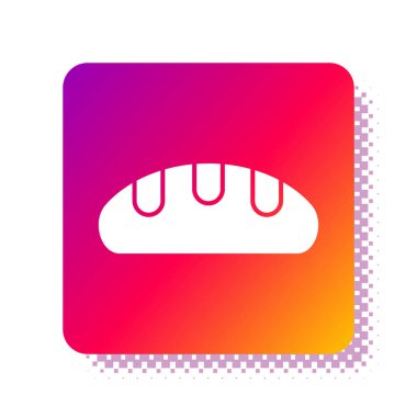 Beyaz arka planda beyaz ekmek simgesi izole edildi. Kare renk düğmesi. Vektör.