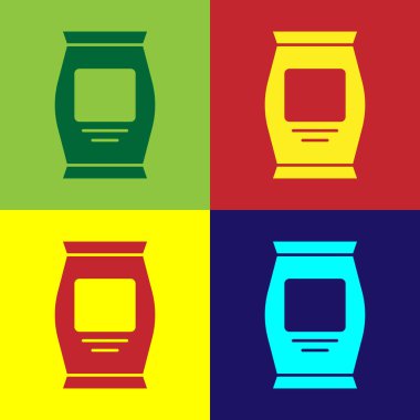 Pop Art gübre poşeti ikonu renk arkaplanında izole edilmiş. Vektör.
