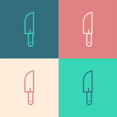 Pop Art Line Bıçak simgesi renk arkaplanında izole edildi. Çatal bıçak sembolü. Vektör.