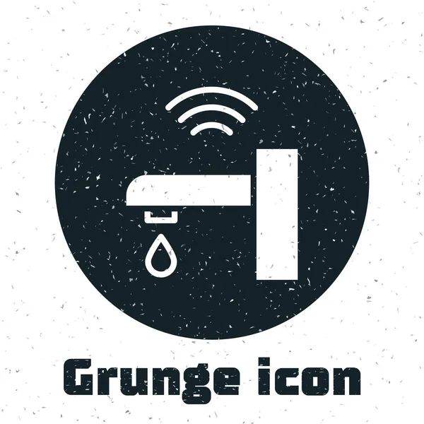 Grunge Akıllı Musluk Sistemi Simgesi Beyaz Arkaplanda Izole Edildi Nternet — Stok Vektör