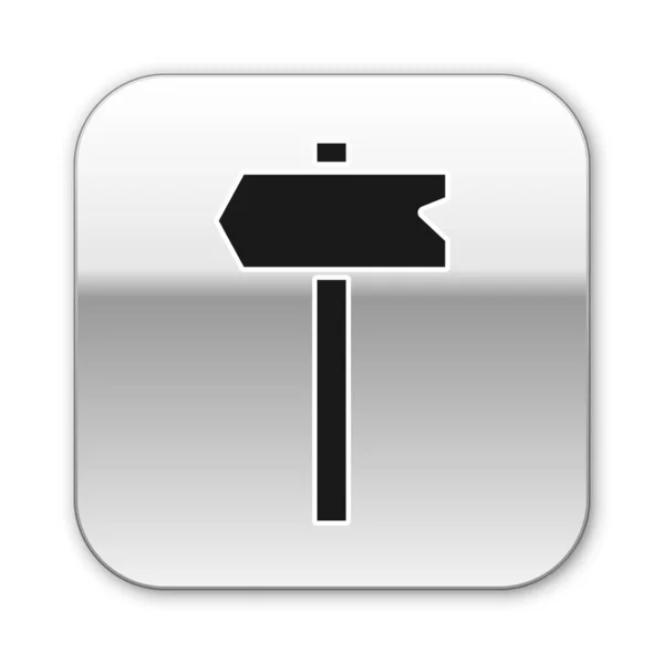 Черная Дорога Дорожный Знак Значок Signpost Выделен Белом Фоне Символ — стоковый вектор