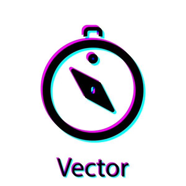 Svart Kompass Ikon Isolerad Vit Bakgrund Windrose Navigeringssymbol Vindrosa Tecken — Stock vektor