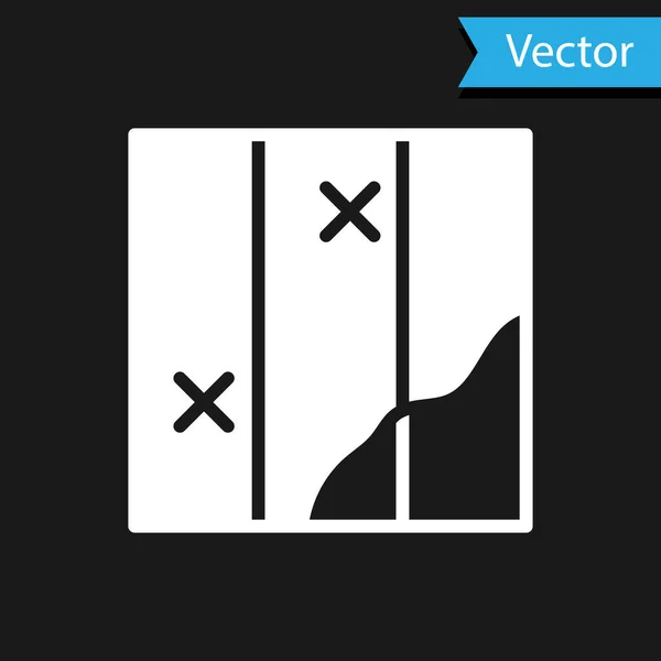 Ícone Mapa Dobrado Branco Isolado Fundo Preto Vetor — Vetor de Stock