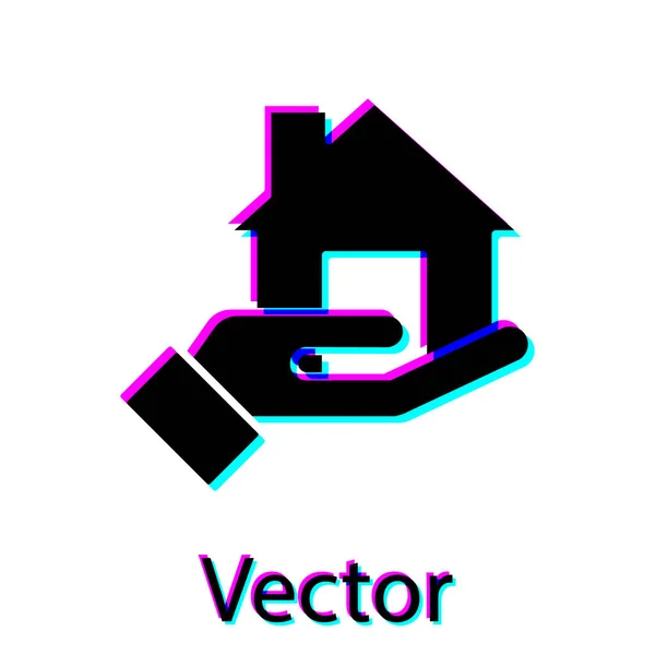 Icono Black Realtor Aislado Sobre Fondo Blanco Comprando Casa Vector — Vector de stock