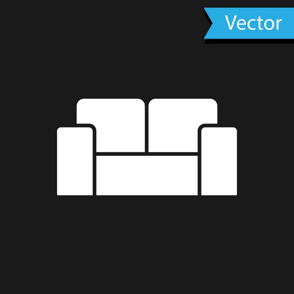 Sofá Blanco Icono Aislado Sobre Fondo Negro Vector — Vector de stock