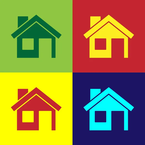 Pop Art Icono Casa Aislado Fondo Color Símbolo Casero Vector — Vector de stock