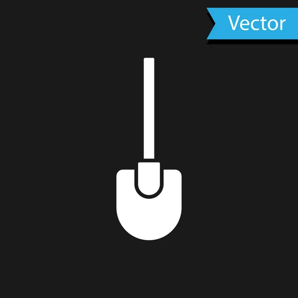 Icono Pala Blanca Aislado Sobre Fondo Negro Herramienta Jardinería Herramienta — Vector de stock