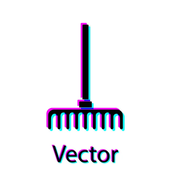 Râteau Jardin Noir Icône Isolée Sur Fond Blanc Outil Pour — Image vectorielle