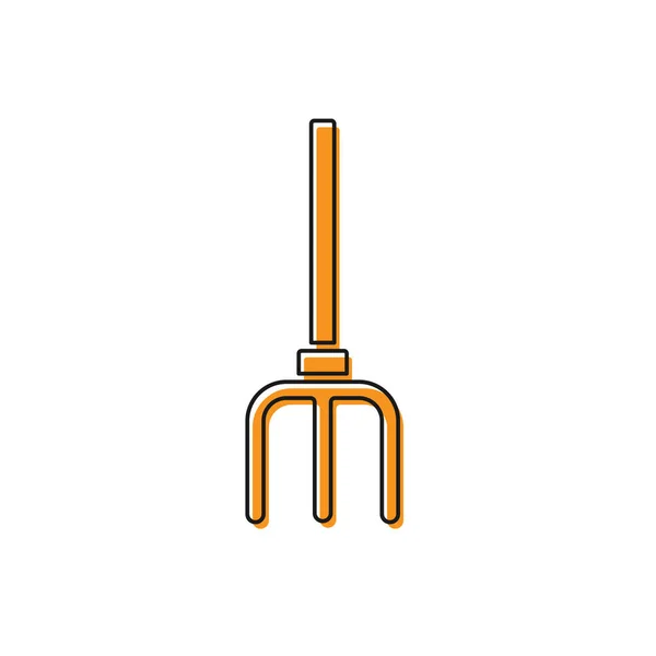 Oranžové Zahradní Vidle Ikona Izolované Bílém Pozadí Znak Zahradní Vidličky — Stockový vektor