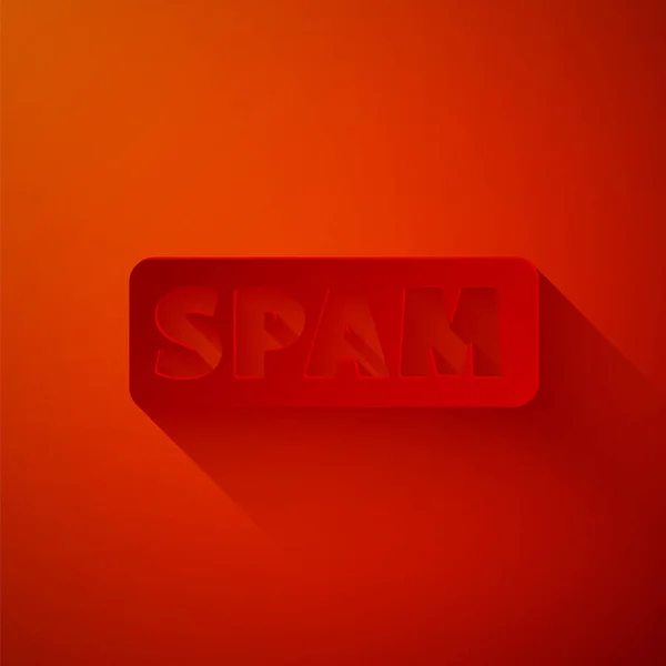 Spam Icon Aus Papier Isoliert Auf Rotem Hintergrund Papierkunst Vektor — Stockvektor