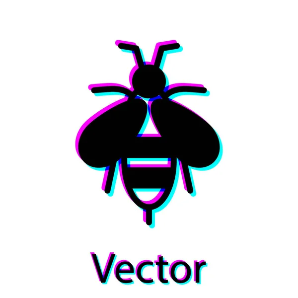 Иконка Black Bee Выделена Белом Фоне Сладкая Натуральная Еда Медовая — стоковый вектор