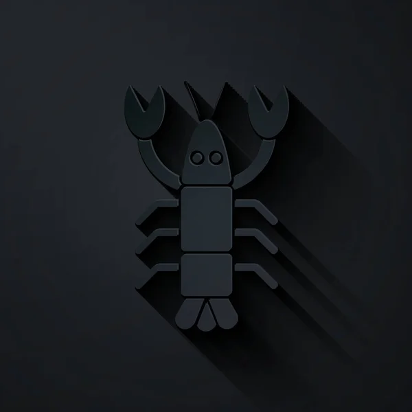 Paper Cut Lobster Icon Isolated Black Background Paper Art Style — Stock Vector