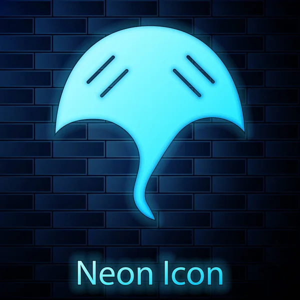 Gloeiende Neon Stingray Icoon Geïsoleerd Bakstenen Muur Achtergrond Vector — Stockvector