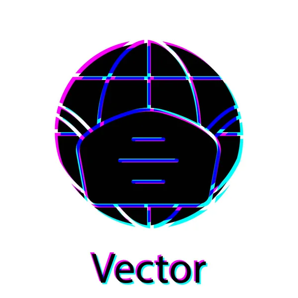 Černá Země Zeměkoule Ikonou Lékařské Masky Izolované Bílém Pozadí Vektor — Stockový vektor