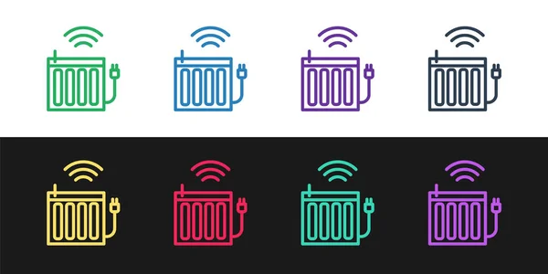 Ligne Réglage Icône Système Radiateur Chauffage Intelligent Isolé Sur Fond — Image vectorielle