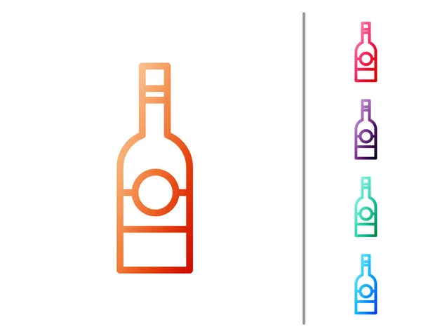 Ligne Rouge Bouteille Verre Vodka Icône Isolée Sur Fond Blanc — Image vectorielle