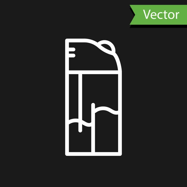 Weiße Linie Feuerzeug Symbol Isoliert Auf Schwarzem Hintergrund Vektor — Stockvektor