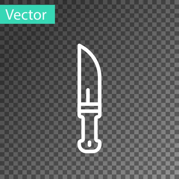 Línea Blanca Hunter Cuchillo Icono Aislado Sobre Fondo Transparente Cuchillo — Vector de stock