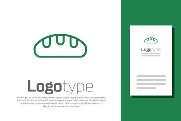 Ligne Verte Icône Pain Isolé Sur Fond Blanc Modèle Conception — Image vectorielle
