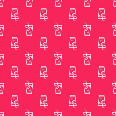 Beyaz çizgi Taze smoothie ikonu kırmızı arkaplanda izole edilmiş pürüzsüz desen. Vektör.