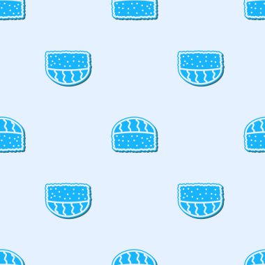 Mavi çizgi suşi simgesi gri arkaplanda kusursuz desen izole etti. Geleneksel Japon yemekleri. Vektör..