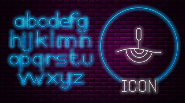 Ragyogó Neon Vonal Akupunktúra Terápia Ikon Elszigetelt Téglafal Háttér Kínai — Stock Vector