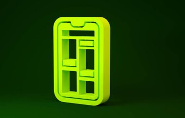 Çevrimiçi Sarı Telefon ikonu yeşil arka planda izole edildi. İnternet dükkanı, mobil mağaza uygulaması ve faturalar. Minimalizm kavramı. 3d illüstrasyon 3B canlandırma