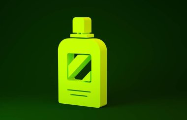 Yeşil arka planda sarı şampuan ikonu izole edilmiş. Minimalizm kavramı. 3d illüstrasyon 3B canlandırma