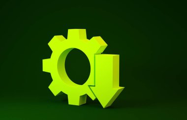 Sarı Maliyet azaltma simgesi yeşil arkaplanda izole edildi. Minimalizm kavramı. 3d illüstrasyon 3B canlandırma