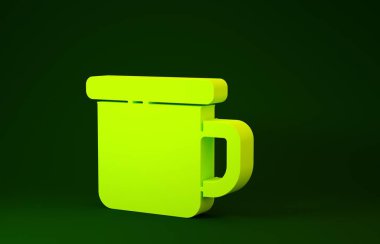 Sarı Kamp Metal sabıka simgesi yeşil arka planda izole edildi. Minimalizm kavramı. 3d illüstrasyon 3B canlandırma