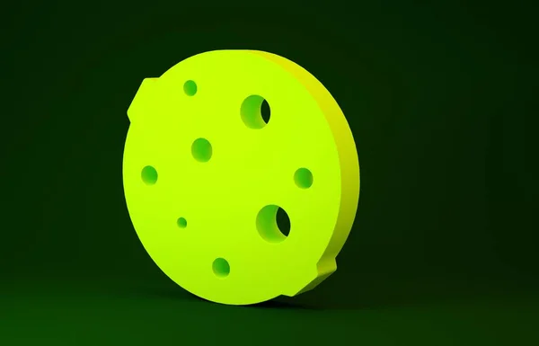 Κίτρινη Σελήνη εικόνα απομονωμένη σε πράσινο φόντο. Μινιμαλιστική έννοια. 3d απεικόνιση 3D καθιστούν — Φωτογραφία Αρχείου