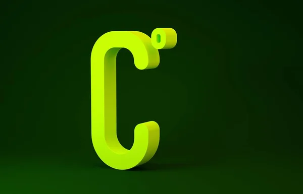 Icono Celsius amarillo aislado sobre fondo verde. Concepto minimalista. 3D ilustración 3D render — Foto de Stock
