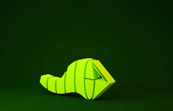 Cono amarillo meteorología windsock viento veleta icono aislado sobre fondo verde. Los calcetines indican la dirección y la fuerza del viento. Concepto minimalista. 3D ilustración 3D render —  Fotos de Stock