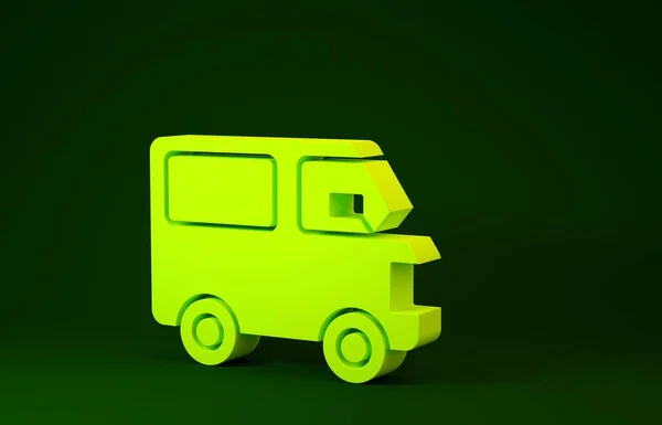 Camión de carga Yellow Delivery icono del vehículo aislado sobre fondo verde. Concepto minimalista. 3D ilustración 3D render — Foto de Stock